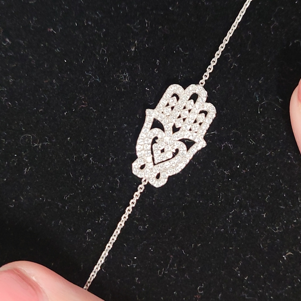 Silver Diamond Hamsa Bracelet